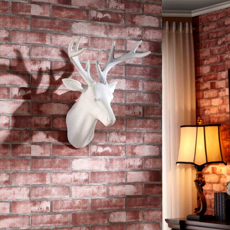 Notakia White Deer Head Wall Decor Deer Antlers Wall Sculpture Faux Taxidermy Wall Animal Head 19.69 x 11.81 x 15.75 inches - Image 4